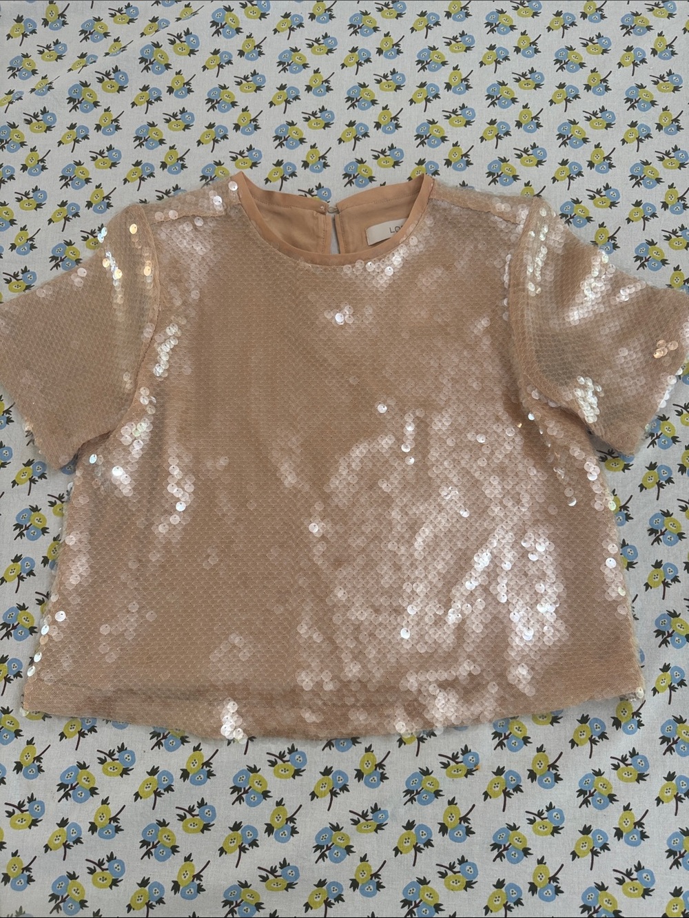 Loft Sequin Short Sleeve Top - Gold